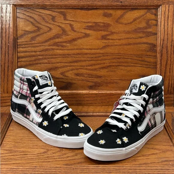 Vans Sk8 Hi Floral Plaid Patchwork Shoes - Picture 3 of 10